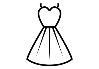 Icono negro de vestido de novia en fondo blanco