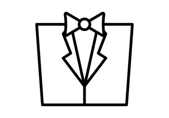 Icono negro de traje con pajarita en fondo blanco