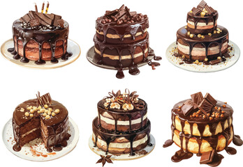chocolate cake watercolor clipart	