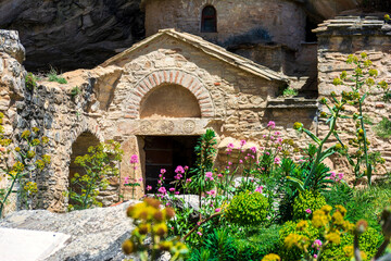 At Davelis cave church on mountain Penteli in Attica, Greece