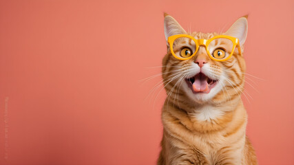 Orange Tabby Cat Wearing Yellow Glasses