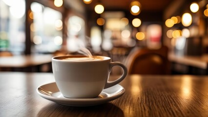 Fototapeta premium Cozy coffee break in a warm café
