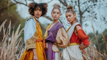 Fototapeta premium Sustainable fashion made from recycled materials, showcasing a stylish and environmentally conscious look
