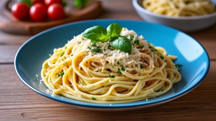  Delicious pasta dish with a sprinkle of fresh basil