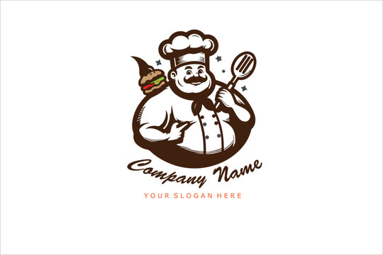 chef logo design vector illustration, restaurant symbol vector