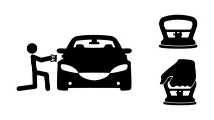 Car Denting Painting, Car Dent Puller,  black isolated silhouette