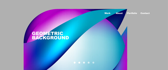 Web page design with geometric elements - circle and wave. Techno art concept. Vector Illustration For Wallpaper, Banner, Background, Card, Book Illustration, landing page