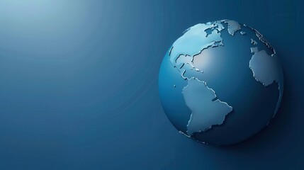 A simple blue globe illustration featuring continents outlined in white, perfect for travel agencies and global travel companies. Generative AI