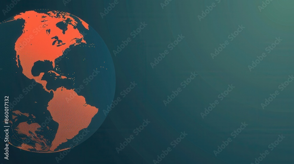 Aufkleber a simple and clean illustration of a globe with north and south america highlighted in orange agains