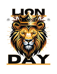 Fototapeta premium White Black Gold Modern Elegant Lion Day Flyer
