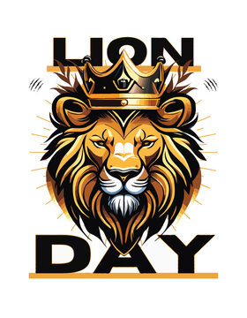 White Black Gold Modern Elegant Lion Day Flyer