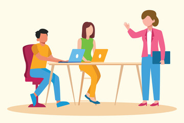 Meet up concept. Colored flat vector illustration isolated.