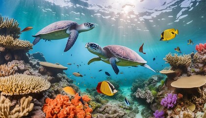 Fototapeta premium beautiful sea turtle in the sea