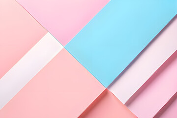 Obraz premium Soft geometric shapes in pastel shades of light blue, pink, and white create a layered paper texture background.