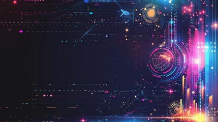 Fototapeta premium technology mostly Purple space with colourful graphics around the edge, blue and purple hues