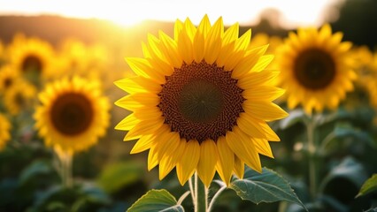 Obraz premium Bright and Beautiful Sunflower Field Blossom