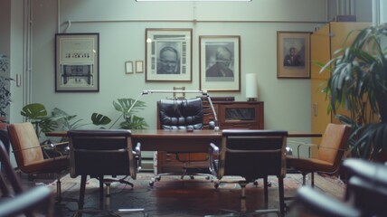 Diverse group of focused professionals in a modern office meeting, analyzing data and discussing projects. AIG53M