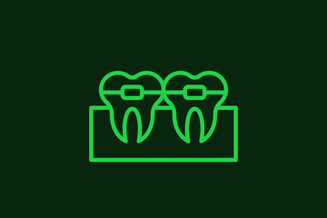 dental braces illustration in flat style design. Vector illustration.	