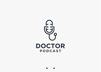 podcast doctor logo design vector silhouette illustration