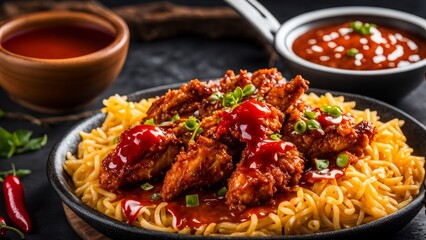 Fototapeta premium Ayam goreng is an Indonesian dish.