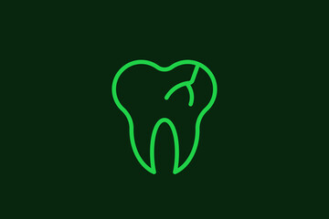damaged tooth illustration in flat style design. Vector illustration.