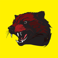illustration of a honey badger raccoon fierce and scary  for prints tee shirt 