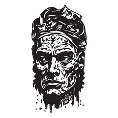 tribal man with high details illustration for tee shirt prints for tattoo
