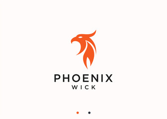 phoenix with candles logo design vector silhouette illustration