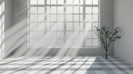 Minimalist Room with Sunlight Streaming Through Large Window