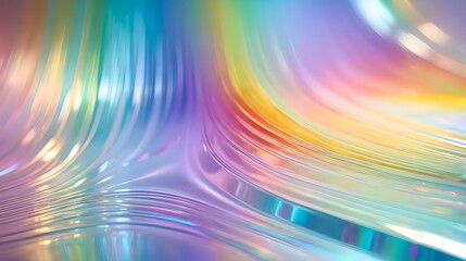 Obraz premium abstract prism light rainbow reflection background with vibrant holographic pastel colors, creating stunning and dreamy visual effect, digital art, fashion design, shiny flare glossy texture