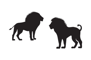 Elegant Lion Silhouette Vector Illustration on White Background.