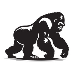 Gorillas silhouettes vector illustration: Elegant vector graphics showcasing the silhouettes of gorillas.