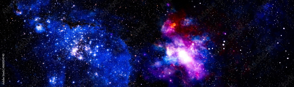 Wall mural abstract background with night sky and stars. panorama view universe space shot of milky way galaxy 