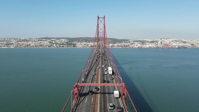 Ponte 25 de Avril Bridge, Christ the King statue, Alameda, Tagus River, Lisbon, Portugal