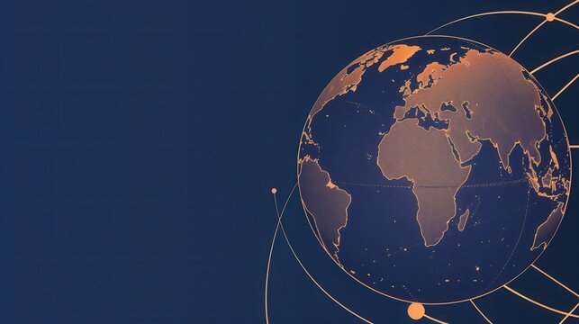 A clean and simple illustration of a globe with continents, perfect for travel agencies and global travel companies. Generative AI