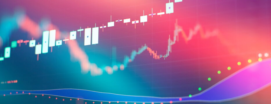 Stock market or forex trading graph and candlestick chart suitable for financial investment concept. Economy trends background for business idea .