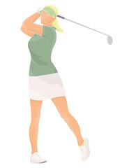 golf player  female character with club