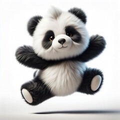 Obraz premium a fur plush stuffed panda teddy bear, jumping