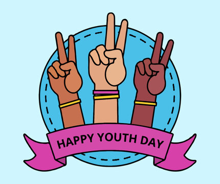 Soft Blue and Pink Modern International Youth Day Greeting Flyer