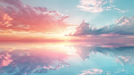 Fototapeta premium Sunset sky in the morning with sunrise and soft pink clouds with yellow tones.