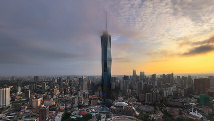 Aerial View of Sunrise in Kuala Lumpur Skyline