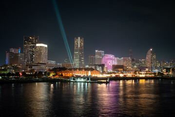 Naklejka premium 美しい横浜みなとみらいの夜景Beautiful Yokohama Minato Mirai night view