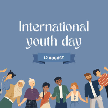 White and Baby Blue Illustrated International Youth Day 