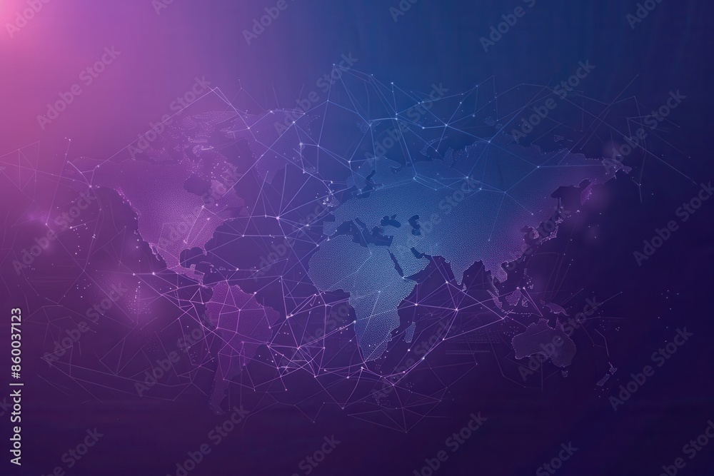 Aufkleber a minimalist globe map with clean lines and a purple and blue gradient background. perfect for trave