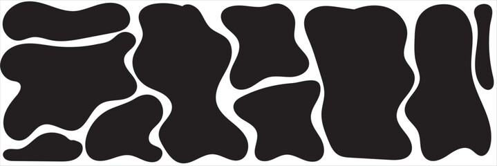 Blob shape organic, vector illustration set. Collection from abstract forms for design and paint. Liquid silhouette drop in modern style. Basic stains isolated elements on white background