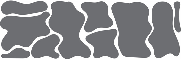 Blob shape organic, vector illustration set. Collection from abstract forms for design and paint. Liquid silhouette drop in modern style. Basic stains isolated elements on white background