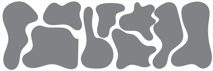 Blob shape organic, vector illustration set. Collection from abstract forms for design and paint. Liquid silhouette drop in modern style. Basic stains isolated elements on white background