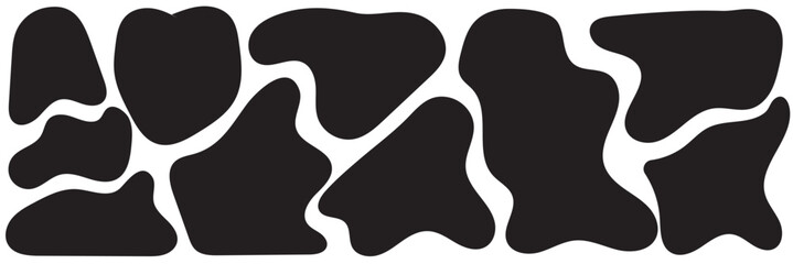 Blob shape organic, vector illustration set. Collection from abstract forms for design and paint. Liquid silhouette drop in modern style. Basic stains isolated elements on white background