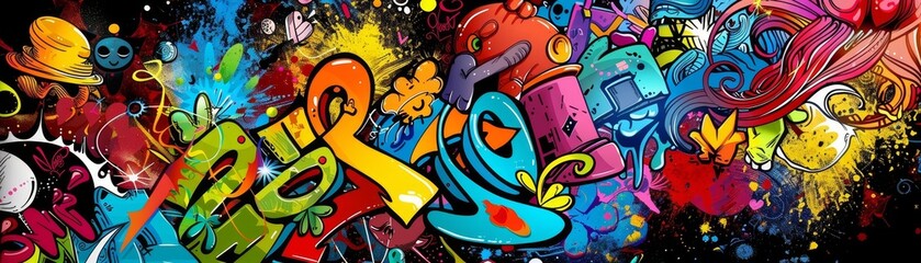 Fototapeta premium Graffiti Art Abstract Background Template for Posters, Web Pages, and PPT Presentations