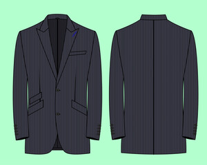 Mens blazer formalwear Fashion Flat Sketch 